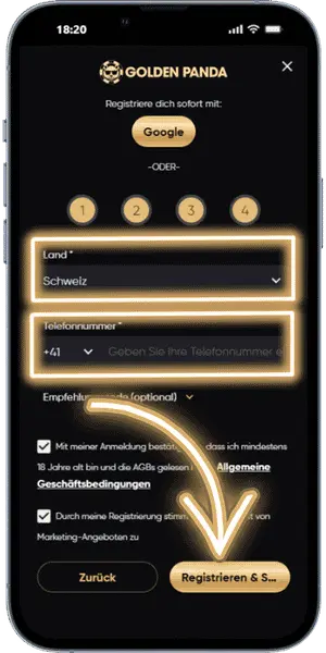 Panda Casino Land und Telefonnummer bestätigen